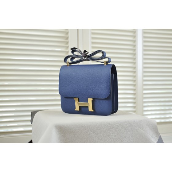 Kangkang 24 deep blue gold buckle epsom leather