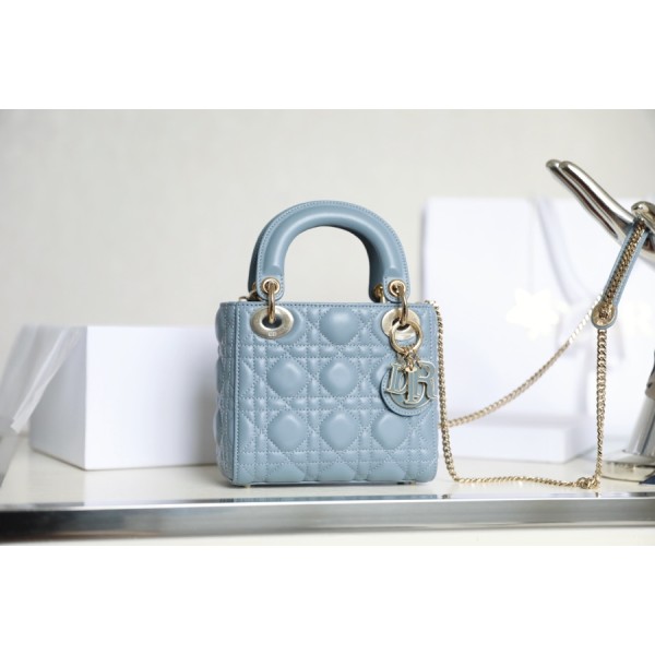 DIOR LADY three compartments blue enamel buckle