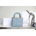 DIOR LADY three compartments blue enamel buckle