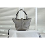 picotin22 elephant gray gold buckle TC leather