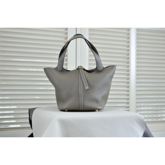 picotin22 elephant gray gold buckle TC leather