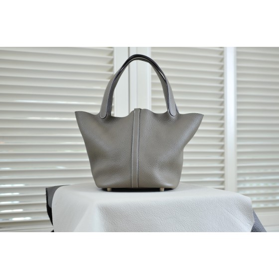 picotin22 elephant gray gold buckle TC leather