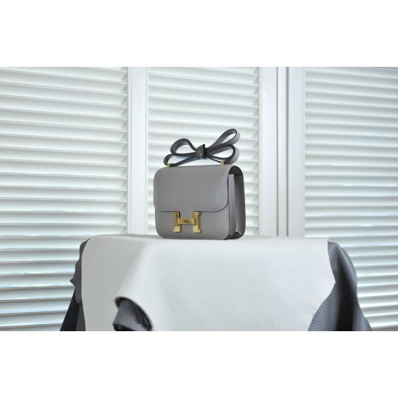 Kangkang 9 turtledove gray gold buckle epsom leather