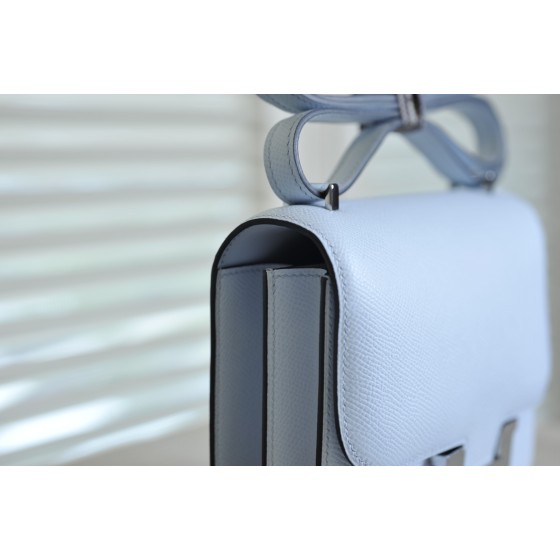 Kangkang 19 haze blue silver buckle epsom leather