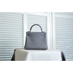Kelly25 Pewter Gray Silver Buckle TOGO Leather
