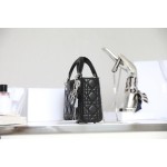 Lady Dior black vine check patent leather cow leather mini bag