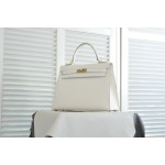 Kelly 25 milkshake white ep leather gold buckle