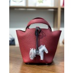 picotin18 national flag red TC leather silver buckle