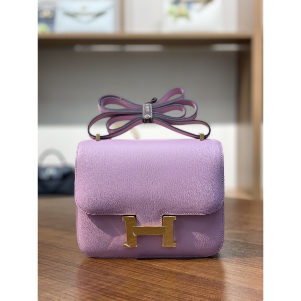 Kangkang 19 mallow purple goatskin gold buckle