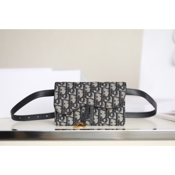 Oblique blue jacquard 〰️ saddle waist bag DR-57