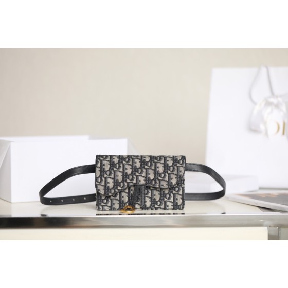 Oblique blue jacquard 〰️ saddle waist bag DR-57