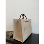 FENDI Large Khaki Tote Bag "Sunshine Tote"