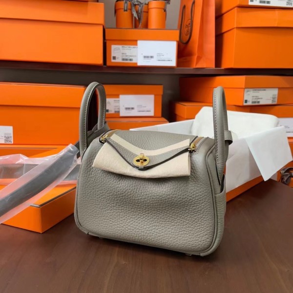 mini Lindy tc leather M8 asphalt gray gold buckle