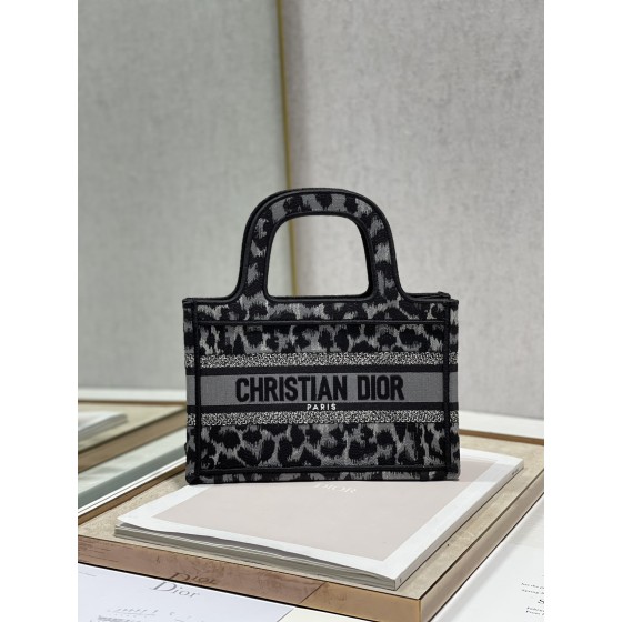 Dior Book Tote Grey Leopard Mini