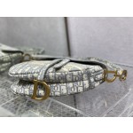Dior Grey Letter Embroidery Saddle Bag 3351