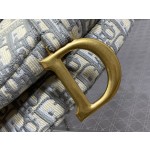 Dior Grey Letter Embroidery Saddle Bag 3351