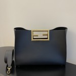 FENDI Medium Black Way New Double F Buckle Bag