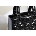 LADY four compartments black glossy patent leather rattan check ▪️DR-091
