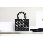 LADY four compartments black glossy patent leather rattan check ▪️DR-091
