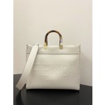 FENDI medium side leather woven "sunshine tote bag"