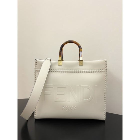 FENDI medium side leather woven "sunshine tote bag"