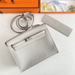 Kelly danse II 22cm evercolor calfskin pearl grey silver buckle