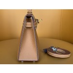 Mini Kelly 2nd generation gold brown gold buckle epsom leather