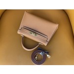 Mini Kelly 2nd generation gold brown gold buckle epsom leather
