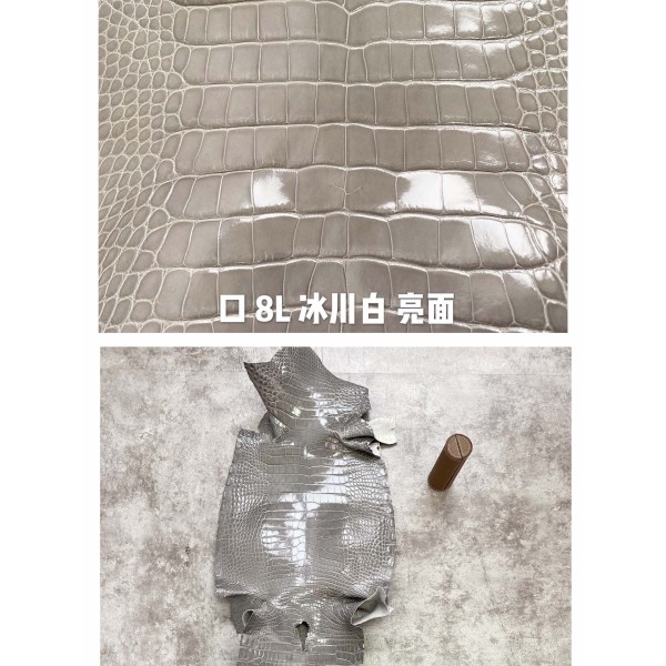 Hermès makes exclusive leather glossy American alligator:8L Glacier White