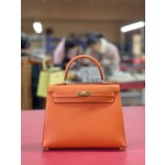 Kelly25 classic orange ep leather gold buckle