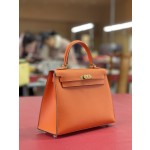 Kelly25 classic orange ep leather gold buckle