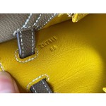 Kelly25 Elephant gray epsom leather with amber yellow inside and frosted gold buckle