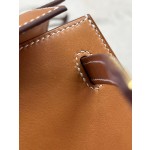 Kelly25 Golden Brown Saddle Leather Gold Buckle Outseam