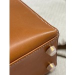 Kelly25 Golden Brown Saddle Leather Gold Buckle Outseam