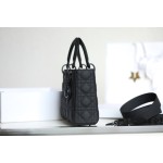 Four compartments So black🖤 DR-091 Lady Dior Ultra Mat Pocket Handbag