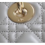 Lady grey rattan checkered lacquered GR original sheepskin mini Three compartments