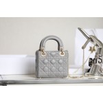 Lady grey rattan checkered lacquered GR original sheepskin mini Three compartments