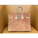 Birkin 25/30 Chestnut suede with swift Leather rose Gold Buckle