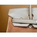 Birkin 25/30 Chestnut suede with swift Leather rose Gold Buckle