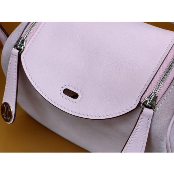 mini lindy3Q powder suede spelling swift leather silver buckle