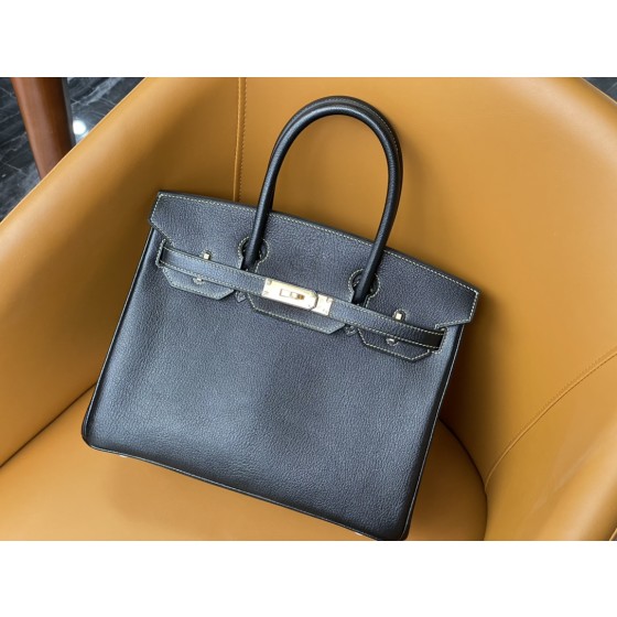 Birkin 25/30 Black goat skin inside match 9R color line