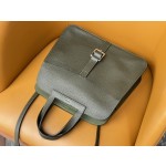 Halzan31 horseshoe bag original TC leather jungle green silver buckle