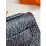 Kelly28 black epsom leather gold buckle