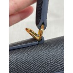 Kelly28 black epsom leather gold buckle