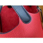 picotin18 tomato red tc with black swift leather silver buckle