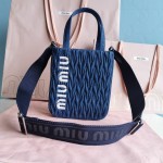 MIU MIU 5BA220 Latest Embroidered Denim Little Tote