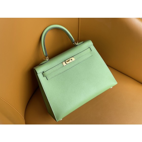 Kelly25 epsom 3i avocado green gold buckle