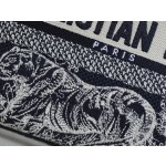 DIOR LADY-D-LITE five compartment toffee bag embroidered tiger blue