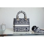DIOR LADY-D-LITE five compartment toffee bag embroidered tiger blue
