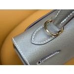 Kelly25 elephant gray epsom leather gold buckle